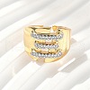 Brass Micro Pave Cubic Zirconia Cuff Rings RJEW-D307-05G-B-5