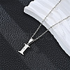 201 Stainless Steel Crystal Rhinestone Initial Pendant Necklaces FS-WG28760-15-1