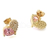 Brass Pave Cubic Zirconia Stud Earrings EJEW-M088-03G-02-2