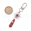 Copper Wire Wrapped Natural Carnelian Pointed Bullet Pendant Decorations HJEW-JM03104-06-3