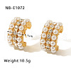 C-Shaped 304 Stainless Steel Plastic Imitation Pearl Stud Earrings FS-WG0BD3D-06-1