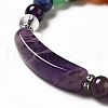 Natural Amethyst & Mixed Gemstone Beaded Stretch Bracelet with Heart Charm for Women BJEW-K164-B24-4