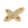 Eco-Friendly Rack Plating Brass Micro Pave Clear Cubic Zirconia Connector Charms KK-F847-04G-3