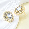 Brass Micro Pave Clear Cubic Zirconia Stud Earrings for Women EJEW-F363-03G-5
