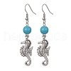 4 Pairs 4 Styles Synthetic Turquoise Beaded Dangle Earrings EJEW-JE05496-S-4