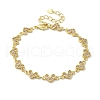 Rack Plating Brass Micro Pave Cubic Zirconia Heart Link Chain Bracelets for Women BJEW-P323-09G-05-1