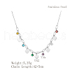 Light Luxury Stainless Steel Pave Colorful Cubic Zirconia Heart Tassel Bib Necklaces for Women Daily Wear GN8905-1-2