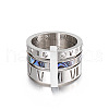 Roman Numerals 304 Stainless Steel & Crystal Rhinestone & Natural Shell Finger Rings FS-WGD9A22-13-2