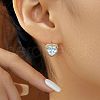 Fashionable Brass Clear Cubic Zirconia Heart Hoop Earrings JH8466-1-2