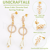 Unicraftale 12Pcs Leaf Brass Cubic Zirconia Stud Earring Findings KK-UN0002-28-5