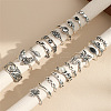 21Pcs Alloy Enamel with Plastic Pearl Finger Rings Sets FS-WG05D6A-01-2