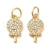 Brass Micro Pave Clear Cubic Zirconia Pendants KK-K349-14-2
