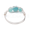 Round Natural Rose Quartz & Amethyst & Fluorite & Carnelian & Amazonite & Red Agate Finger Ring RJEW-JR00757-5