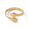 Ion Plating(IP) 304 Stainless Steel Double Snake Open Cuff Ring for Women RJEW-C045-14G-2
