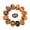 Oval Natural Tiger Eye Rune Stones PW-WG22365-07-1