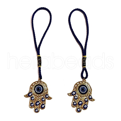 Hamsa Hand/Hand of Miriam with Evil Eye Alloy Enamel Pendant Decoration HJEW-AB00157-1