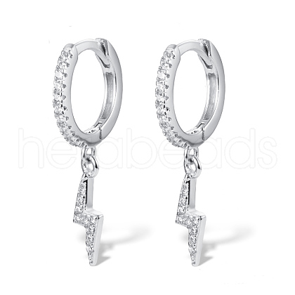S925 Sterling Silver Cubic Zirconia Lightning Hoop Earrings OB5526-18-1