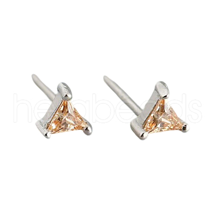 Geometric Triangle Cubic Zirconia Stud Earrings ZJ4184-12-1