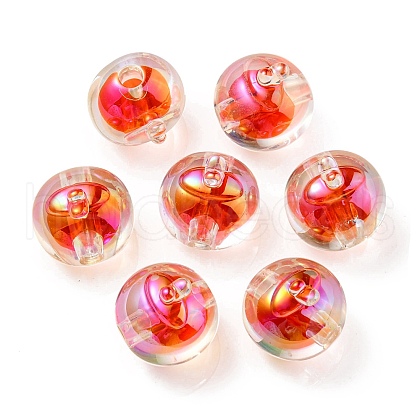 UV Plating Rainbow Iridescent Acrylic Beads OACR-A014-02H-1