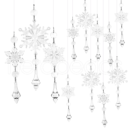 SOFPLATE 15Pcs 3 Styles Christmas Acrylic Snowflake Pendant Decorations HJEW-SP0001-04A-1