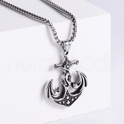 Stainless Steel Cross Anchor Pendant Necklaces for Men ZG1065-1
