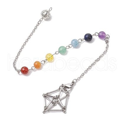 304 Stainless Steel Chain Macrame Pouch Empty Stone Holder Dowsing Pendulums HJEW-JM02327-01-1