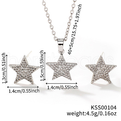 Chic Geometric Brass Rhinestones Stud Earrings & Necklaces for Woemn RP4250-5-1