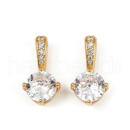 Brass Micro Pave Clear Cubic Zirconia Charms KK-B137-21G-02-1