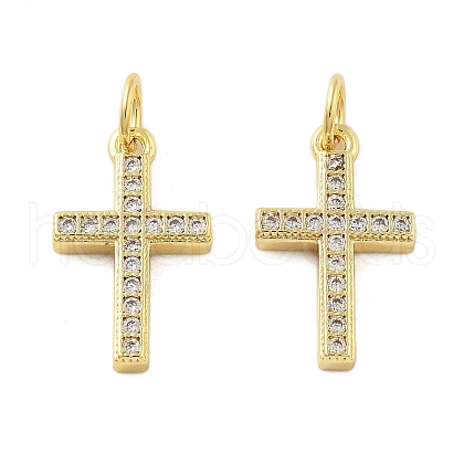 Brass Micro Pave Cubic Zirconia Pendants KK-C092-21B-G-1