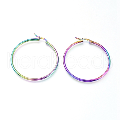 201 Stainless Steel Big Hoop Earrings EJEW-A052-20B-M-1