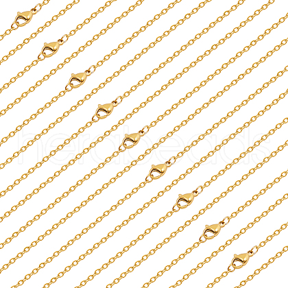 Beebeecraft 30Pcs Ion Plating(IP) 304 Stainless Steel Flat Cable Chain Necklaces Set for Men Women STAS-BBC0005-01-1