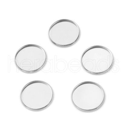 Tarnish Resistant Flat Round 304 Stainless Steel Plain Edge Bezel Cups STAS-R083-02-1