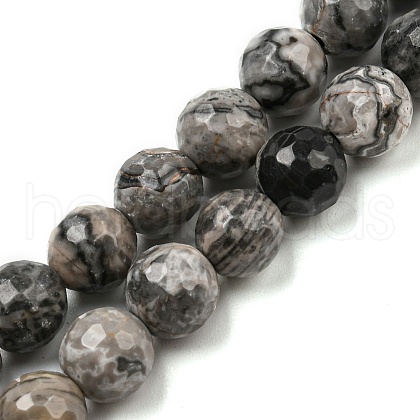 Natural Map Stone/Picasso Stone/Picasso Jasper Beads Strands G-C079-B05-02-1