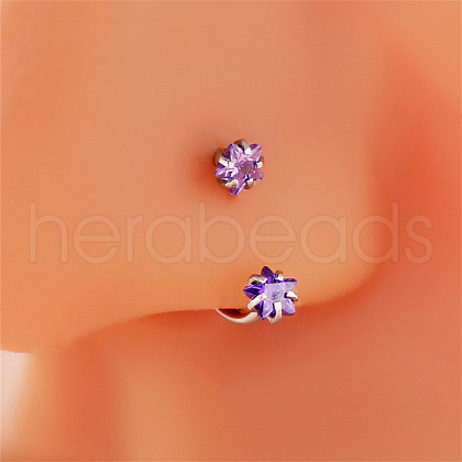 Double Star 304 stainless Steel Rhinestones Circular/Horseshoe Barbell Nose Rings FS-WG1E738-01-1