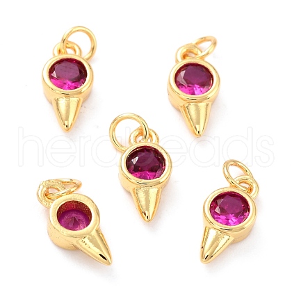 Real 18K Gold Plated Brass Micro Pave Cubic Zirconia Charms ZIRC-L100-088G-02-1
