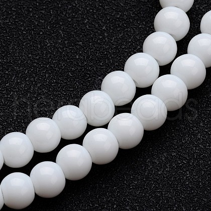 Opaque Color Glass Round Bead Strands GLAA-I026-10mm-02-1