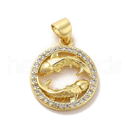 Zodiac Theme Brass Micro Pave Cubic Zirconia Pendants KK-M273-05B-G-1