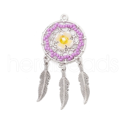 Handmade Glass Seed Beads Pendants PALLOY-MZ00766-01-1