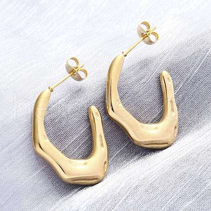 304 Stainless Steel Stud Earrings EJEW-B108-18G-1