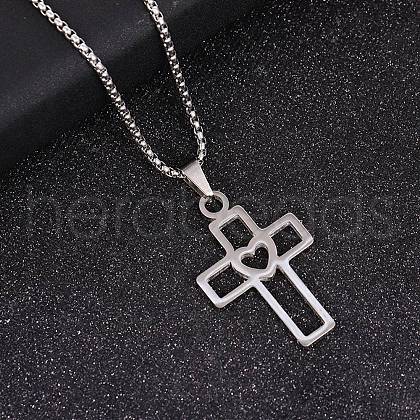201 Stainless Steel Pendant Necklaces NJEW-D307-02P-D-1
