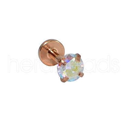 304 Stainless Steel Clear AB Cubic Zirconia Internally Threaded Labrets For Women Men WGF4990-33-1