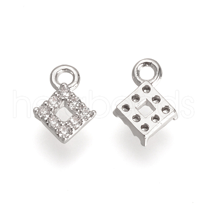 Brass Micro Pave Cubic Zirconia Charms KK-R015-079P-1