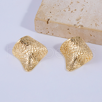 Irregular Fold Charm Brass Stud Earrings YL8833-1