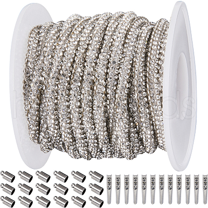 Gorgecraft 6.25 Yard Polyester Cord with Rhinestone DIY-GF0009-32B-1