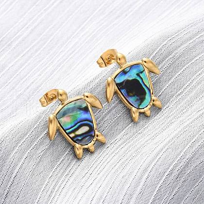 304 Stainless Steel Natural Paua Shell Stud Earrings EJEW-Z103-05G-01-1