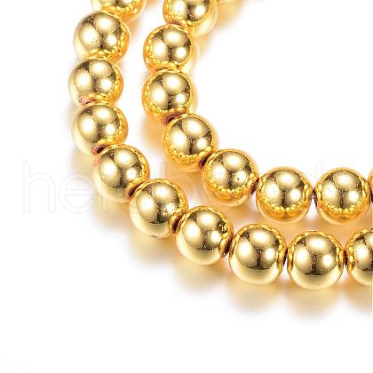 Electroplate Magnetic Synthetic Hematite Bead Strands G-Q466-8mm-01G-1