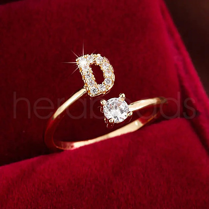 Brass Micro Pave Cubic Zirconia Cuff Rings WG75066-04-1