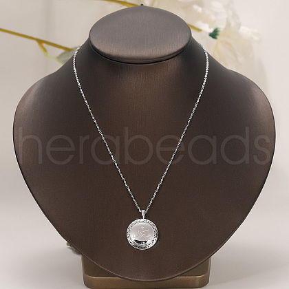 Simple Brass Geometric Flat Round Pendant Necklaces for Women IT8836-1