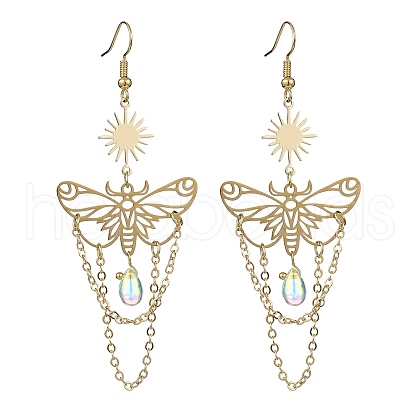 201 Stainless Steel Butterfly Dangle Earrings EJEW-TA00367-01-1
