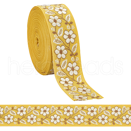 FINGERINSPIRE 10 Yards Ethnic Style Embroidery Polyester Ribbons OCOR-FG0002-24B-1